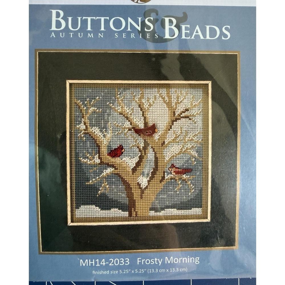 Mill Hill Buttons & Beads Autumn Series Kit FROSTY MORNING w Ceramic BIRD Button
